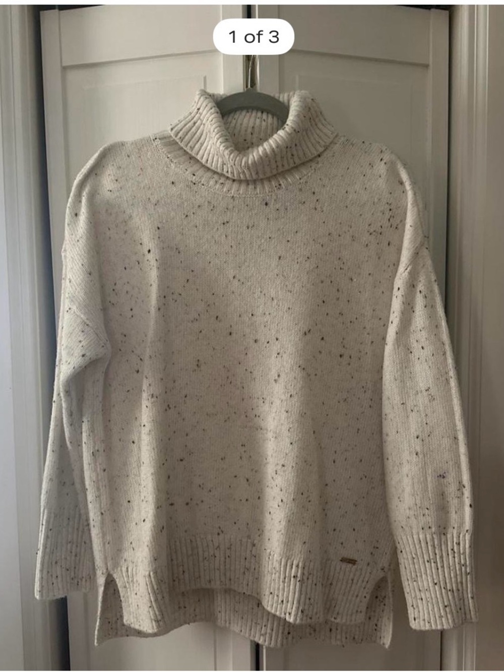 Calvin Klein Cream Speckled Mockneck Sweater